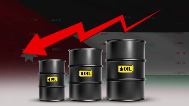 Jordan Red Falling Arrow Oil Barrels Economic Decline Concept