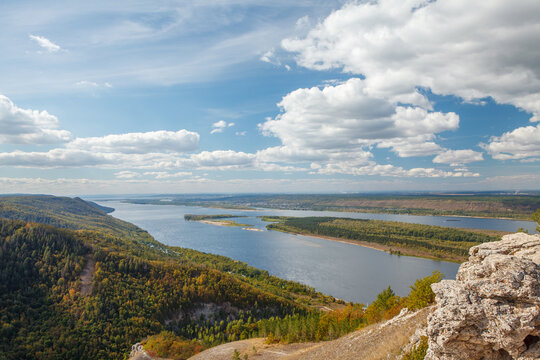 Volga River view from hills in central Russia