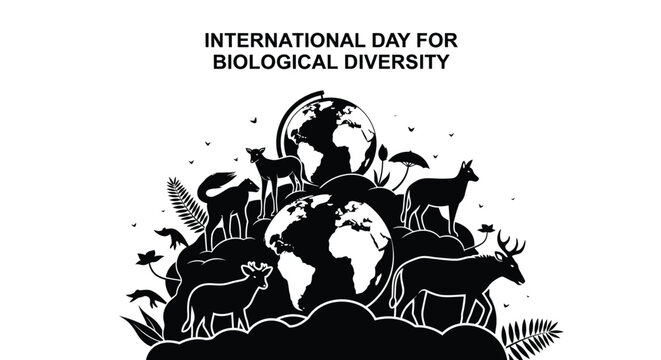 International Day for Biological Diversity vector illustration with animals and globe design