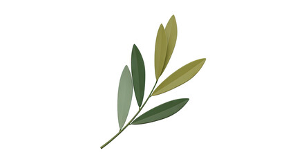 Obraz premium Stylized Olive Branch with Green and Yellow Leaves
