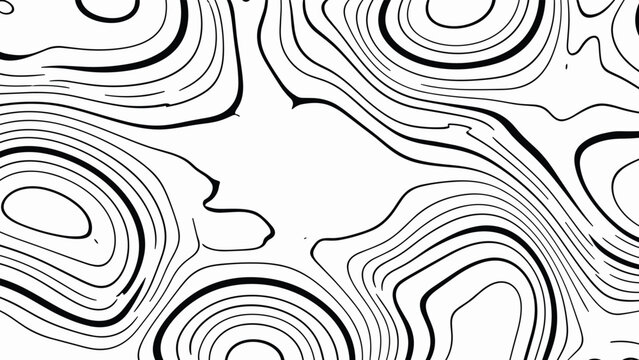 Abstract black and white line art pattern resembling topographic map contours or liquid ripples for modern background design.