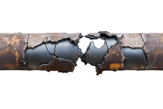 Broken Metal Pipe with Cracks isolated on white background png