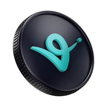 Virtuals Protocol VIRTUAL Cryptocurrency Coin 3D Render Illustration