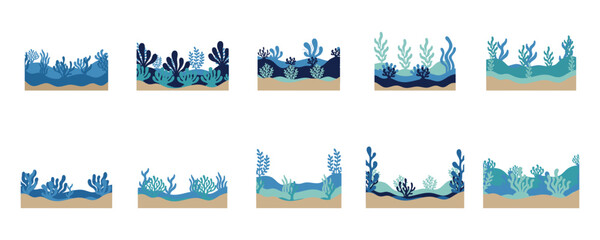 Underwater Seaweed and Coral Borders © Caroline Rose