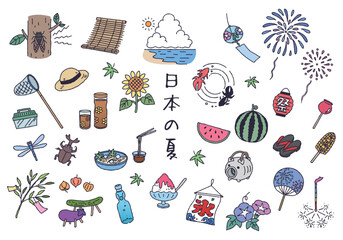 日本の夏イラストセット　手描き線画 © fuwari