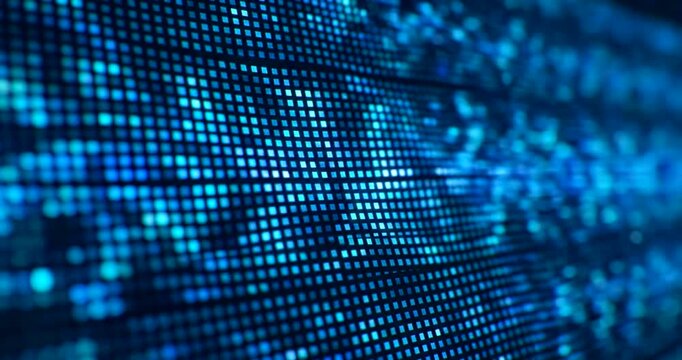 Abstract Digital Background with Glowing Blue Binary Code Data Stream.