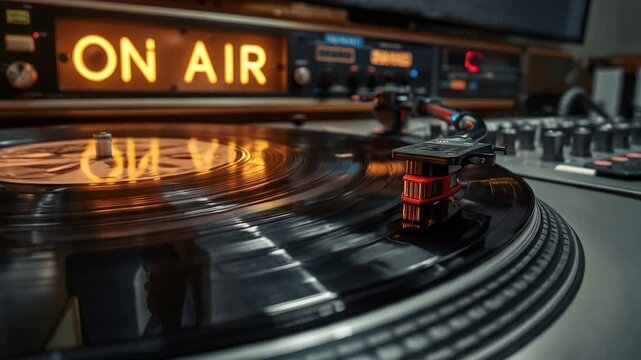 回転するレコード越しにフェーダーへ伸びる日本人DJの手元