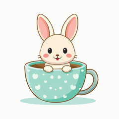 Fototapeta premium Cute Bunny in a Coffee Cup