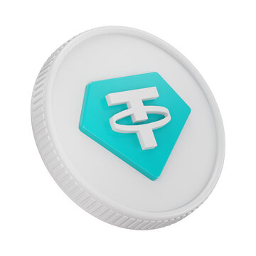 Tether USDT Cryptocurrency Coin 3D Render Illustration