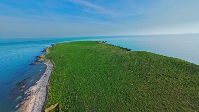 Immersive FPV Flight Along Irish Coastal Landscape in Summer