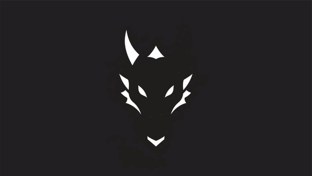 Minimalist Dragon Head Silhouette Against a Dark Background.