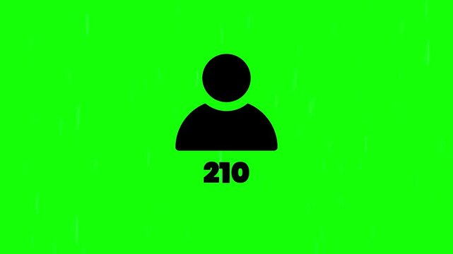 A person icon displays on a bright green background with the number 210.