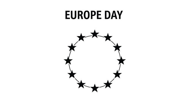 Europe Day celebration logo with star circle design and text