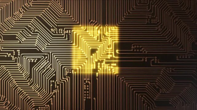 シリコン基板上の黄金のロジックゲートを備えたマイクロチップ回路