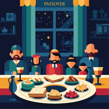 Family gathered for Passover meal