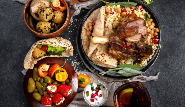 Various of Middle eastern or Arab dishes.