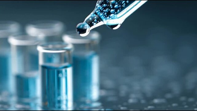 Test tubes with liquid used for scientific research in a laboratory setting