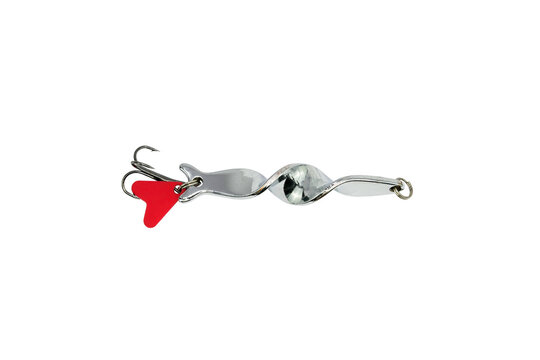 Metal Spinner Spoon for Fishing Isolated on White Background &ndash; Artificial Bait Lure for Freshwater Angling, Sport Fishing Tackle
