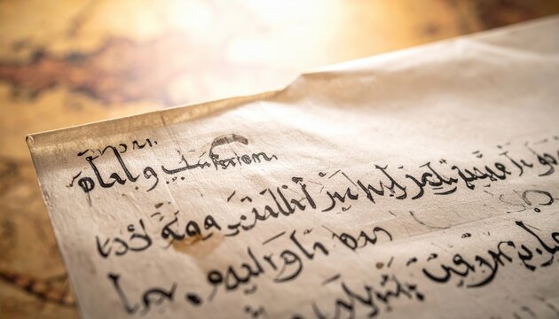 Beautifully Calligraphed Syriac Script on Ancient Fragile Papyrus Manuscript