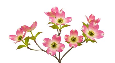 Fototapeta premium Beautiful pink dogwood flowers on a branch isolated on white background