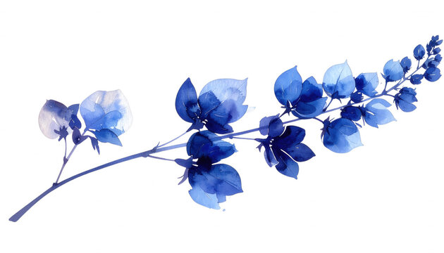Pintura de Acuarela Floral Azul para Dise&ntilde;o Elegante y Decorativo