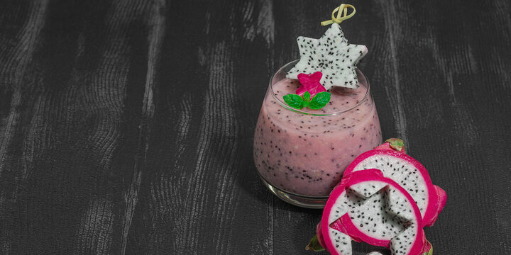 Pitaya smoothie, healthy detox drink. Trendy beverage, useful breakfast idea