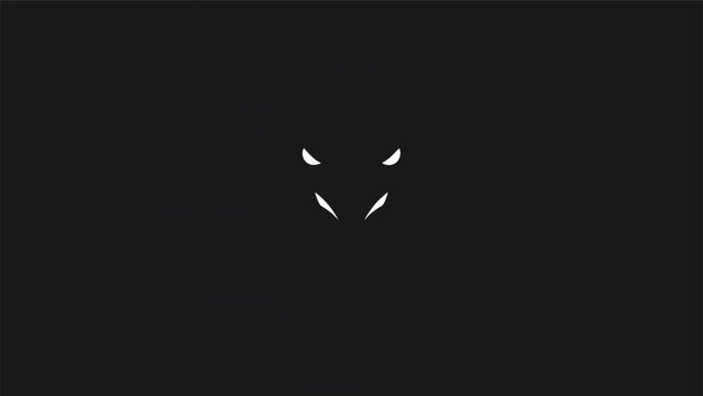 Minimalist Silhouette of a Mysterious Creature with Glowing Eyes.