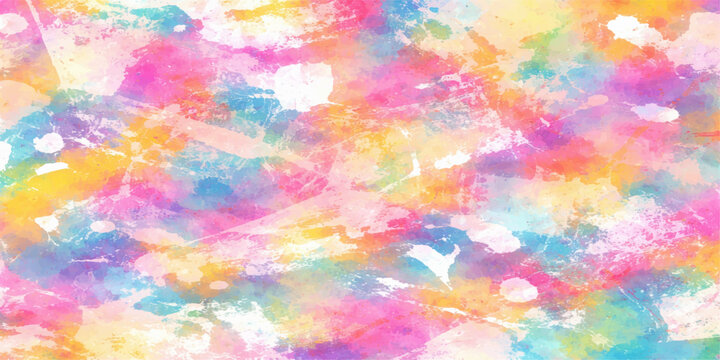 Abstract colorful background with circles featuring a seamless geometric pattern of bright rainbow watercolor textures and artistic vector elements for a vibrant grunge wallpaper design