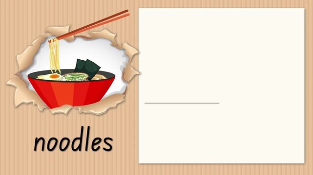 Educational Alphabet Animation for Letter N with Ramen Noodles Illustration