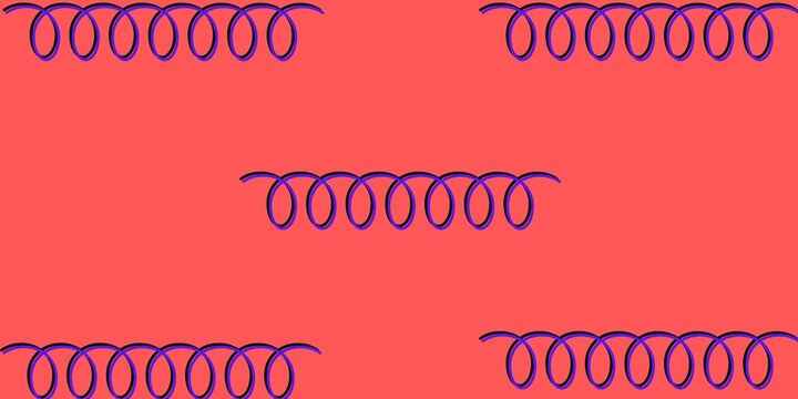 vA curly, hand-drawn spiral line in deep purple and black, centered on a vibrant reddish-pink background, simple graphic element, playful and minimalist design style, smooth loopy strokes, single hori