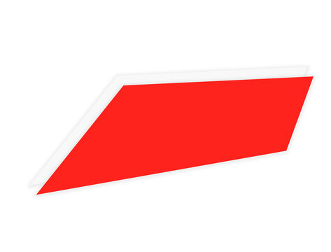 Red parallelogram geometric shape with shadow on white background