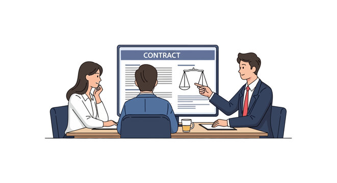 Business people discussing a contract.