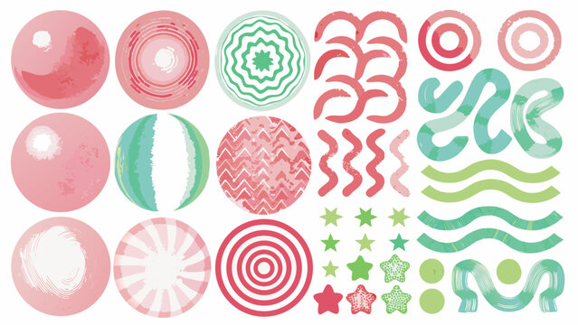 Colorful patterned easter eggs and decorative elements arranged in neat rows