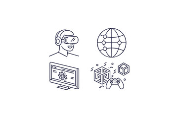 Fototapeta premium metaverse environment icons vr goggles