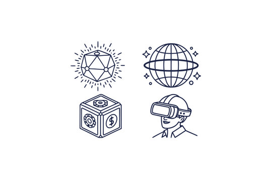 futuristic metaverse icons vr headset design