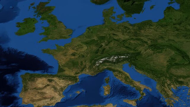 Satellite Zoom Animation From World Map To Cologne Germany Location