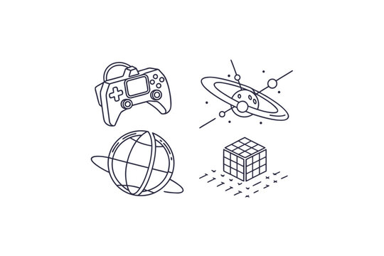 metaverse tech icons vr headset hologram