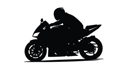 Obraz premium Silhouette of a motorcyclist riding a sport bike in a dynamic pose