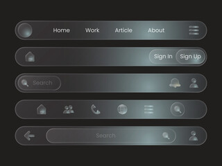 Modern Glassmorphism Top Navigation Bar UI Vector Template © F.rywhere