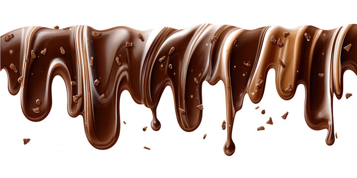 Rico Chocolate Derretido con Trozos de Cacao y Textura Brillante