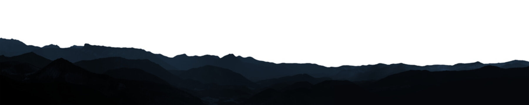 High resolution mountain panorama cut out on transparent background in png format