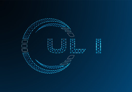 ULI low poly letter logo vector design. ULI lower poly logo design. Low poly logo.