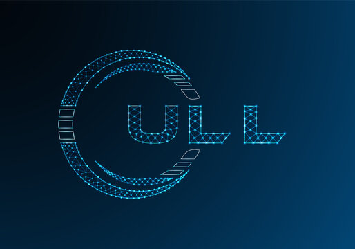 ULL low poly letter logo vector design. ULL lower poly logo design. Low poly logo.