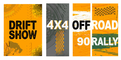 Racing banners featuring drift off road and rally themes with textures © Sabita