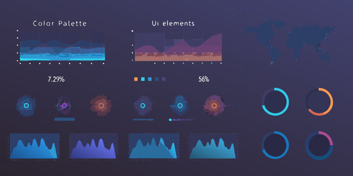 Abstract data visualization with charts graphs and ui element designs