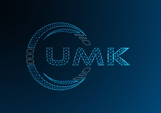 UMK low poly letter logo vector design. UMK lower poly logo design. Low poly logo.