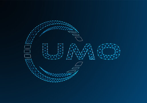 UMO low poly letter logo vector design. UMO lower poly logo design. Low poly logo.