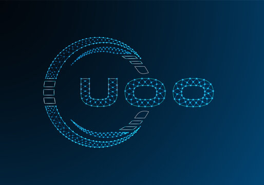 UOO low poly letter logo vector design. UOO lower poly logo design. Low poly logo.