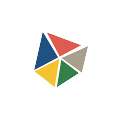 Fototapeta premium Colorful abstract geometric shapes forming a stylized star or crystal
