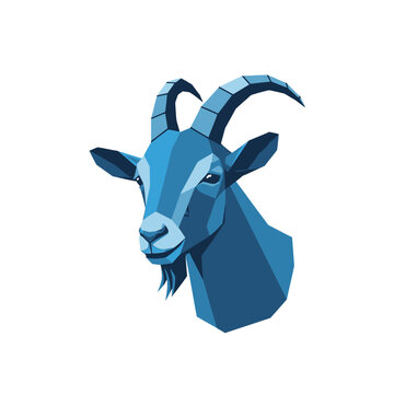 Blue Goat Head Polygon Art